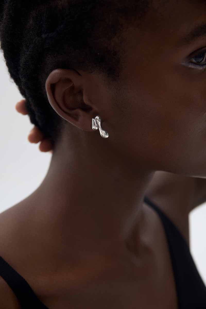 Mindful Electroforming Hollow Irregular Chunky Drop Waters Hypoallergenic S999 Sterling Silver Statement Earrings(Pre-Sale)