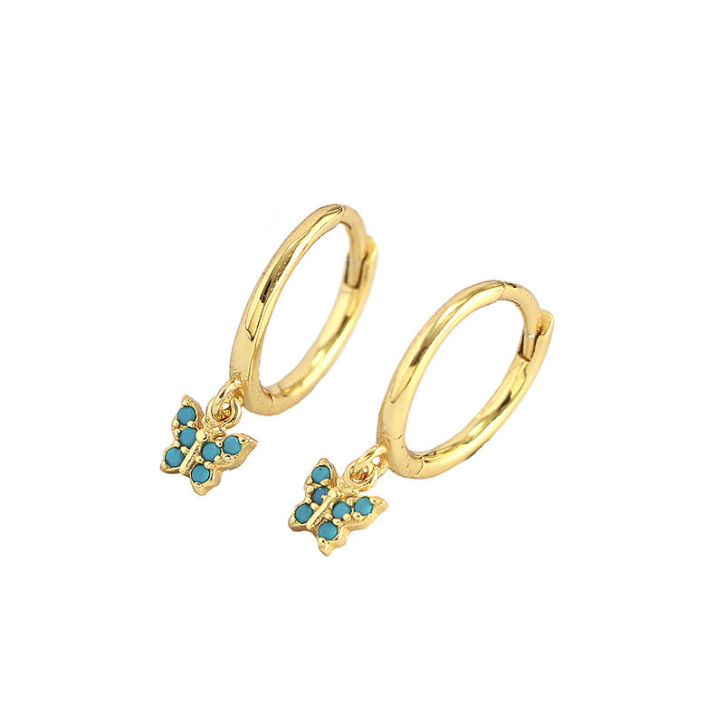 Mindful Mini CZ Flying Butterfly 925 Sterling Silver Hoop Earrings