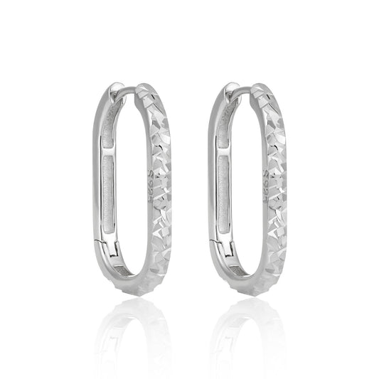Fashion Irregular Painted U Shape 925 Sterling Silver Hoop Earrings