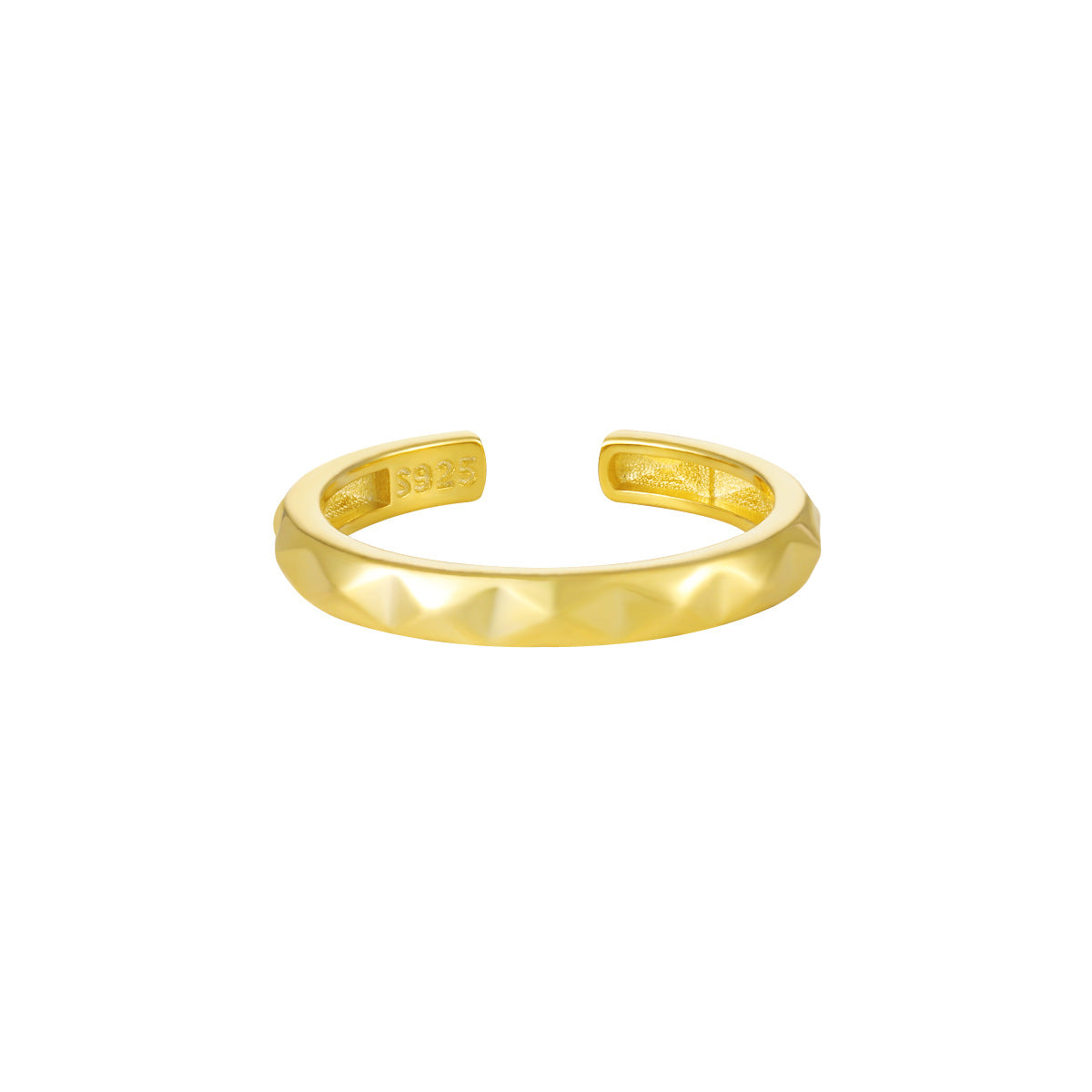 Office Causal Rhombus Carved 925 Sterling Silver Adjustable Ring
