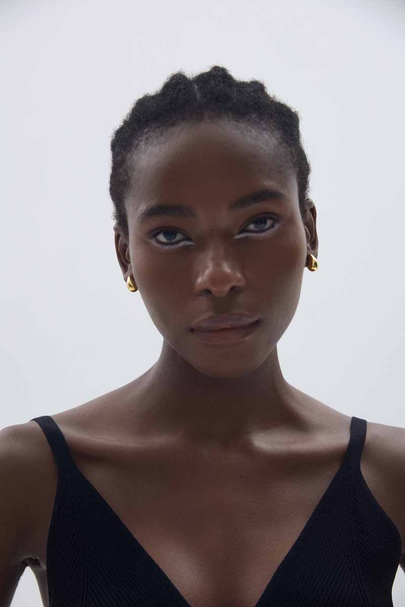 Women Hollow Simple Classic Minimalist  Cute Mini Water Drop 18k Gold Plated S999 Sterling Silver Electroforming Stud Earrings