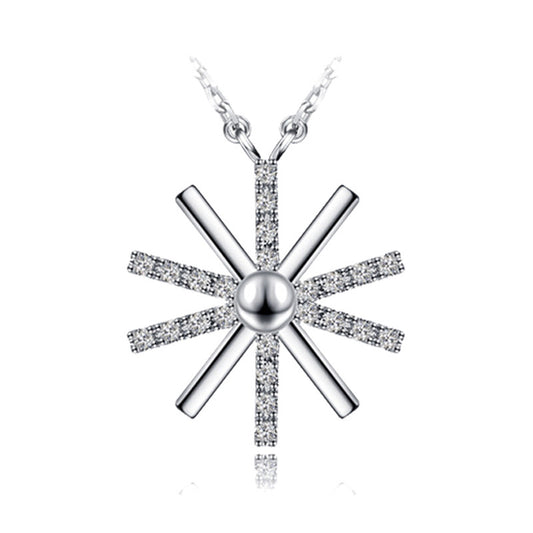 Mindful Sun Flower White/Rose Micro Setting 925 Sterling Silver Lucky Necklace