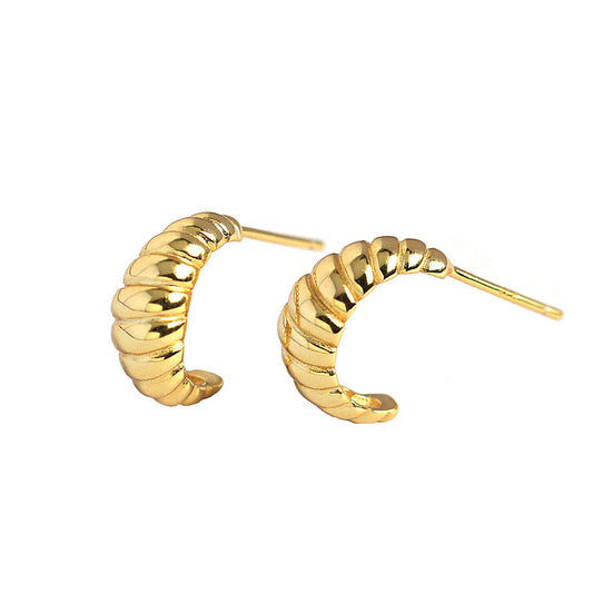 Modern Twisted OX Horn 925 Sterling Silver Stud Earrings