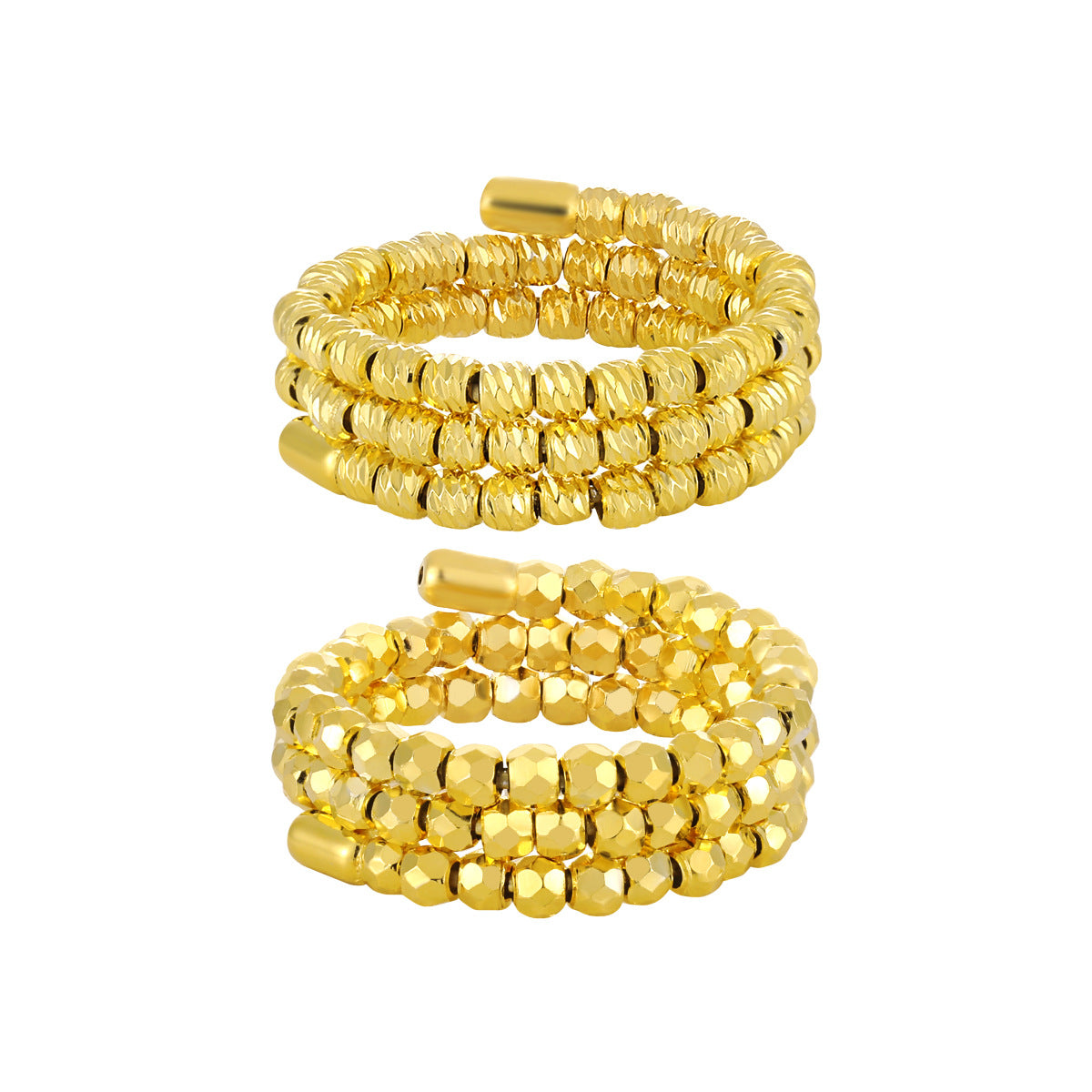 Fashion Irregular Triple Layers Rhombus Beads 925 Sterling Silver Adjustable Ring