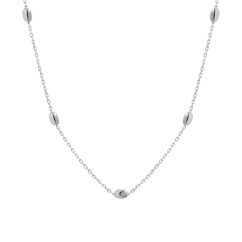 Minimal Geometry Oval Beads 925 Sterling Silver Necklace