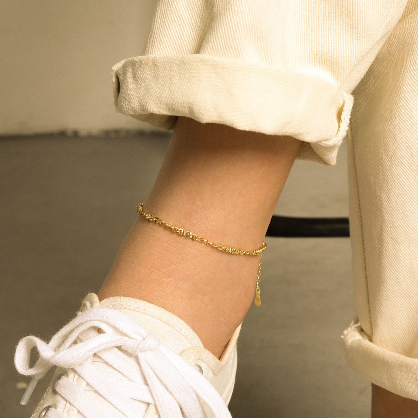 Minimal Interlock Chain 925 Sterling Silver Anklet