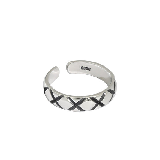 Modern Letter X Pattern 925 Sterling Silver Adjustable Ring