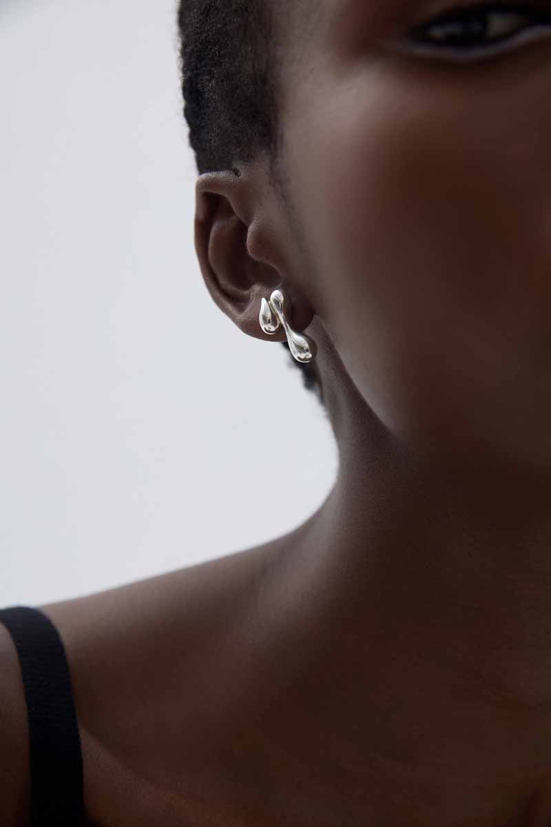 Mindful Electroforming Hollow Irregular Chunky Drop Waters Hypoallergenic S999 Sterling Silver Statement Earrings(Pre-Sale)