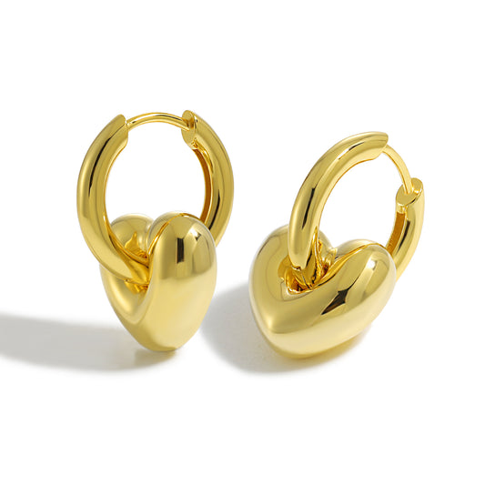 Girl Gift Hollow Love Heart 925 Sterling Silver Electroforming Star Hoop Earrings