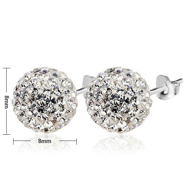 Minimal CZ Pave Ball Women 925 Sterling Sliver Studs Earrings