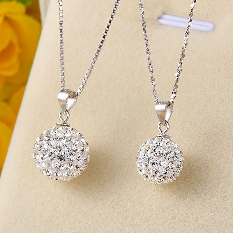 Fashion Round CZ Ball 925 Sterling Silver DIY Pendant
