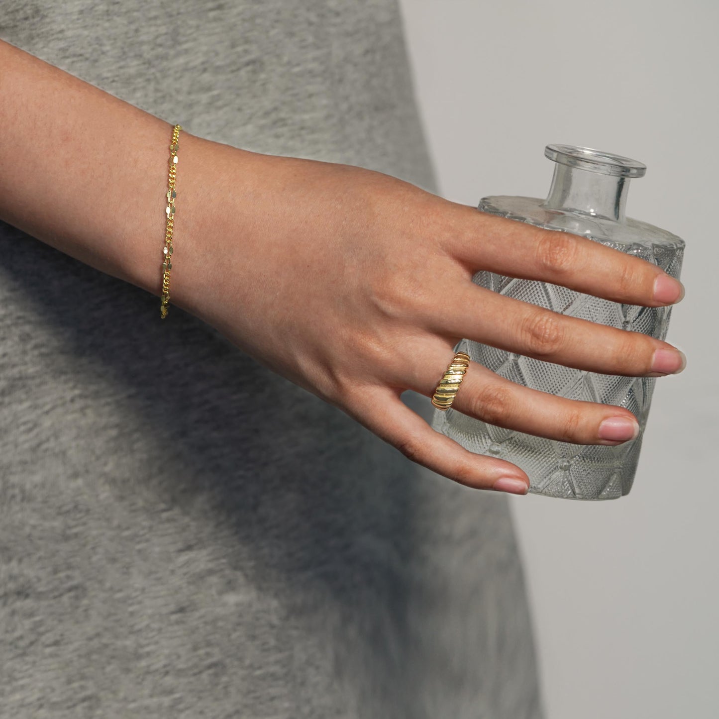 Fashion Golden Irregular Hollow Chain 925 Sterling Silver Bracelet