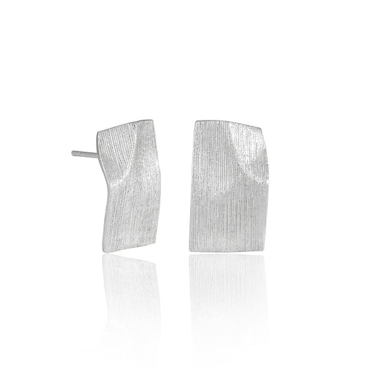 Fashion Geometry Irregular Rectangle Paper 925 Sterling Silver Stud Earrings