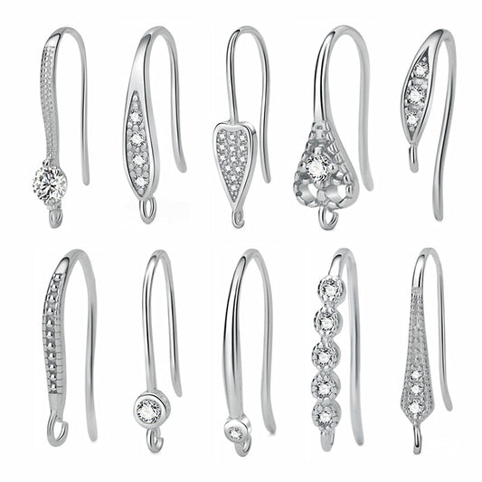 Modern CZ Waterdrop Leaf 925 Sterling Silver DIY Earrings Hooks