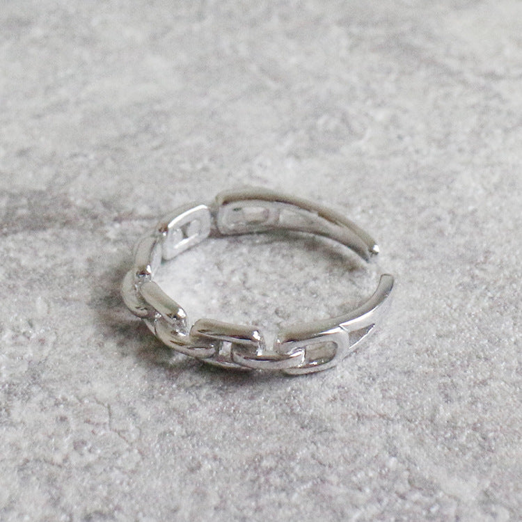 Hollow Chain 925 Sterling Silver Adjustable Ring