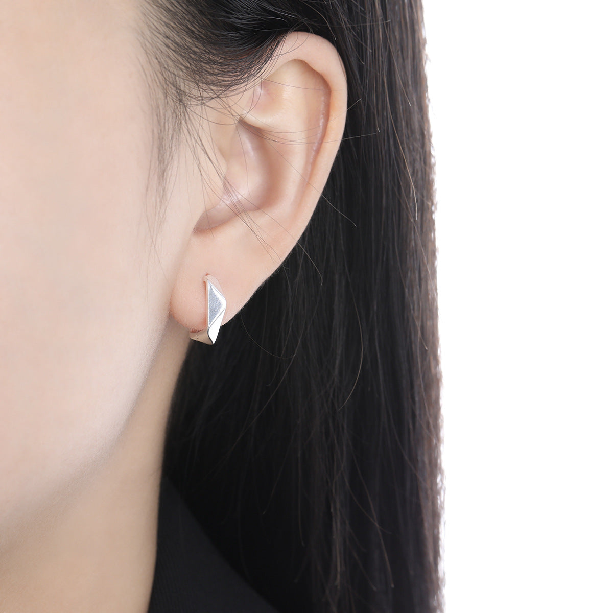 Minimalism Irregular Geometry Square 925 Sterling Silver Hoop Earrings