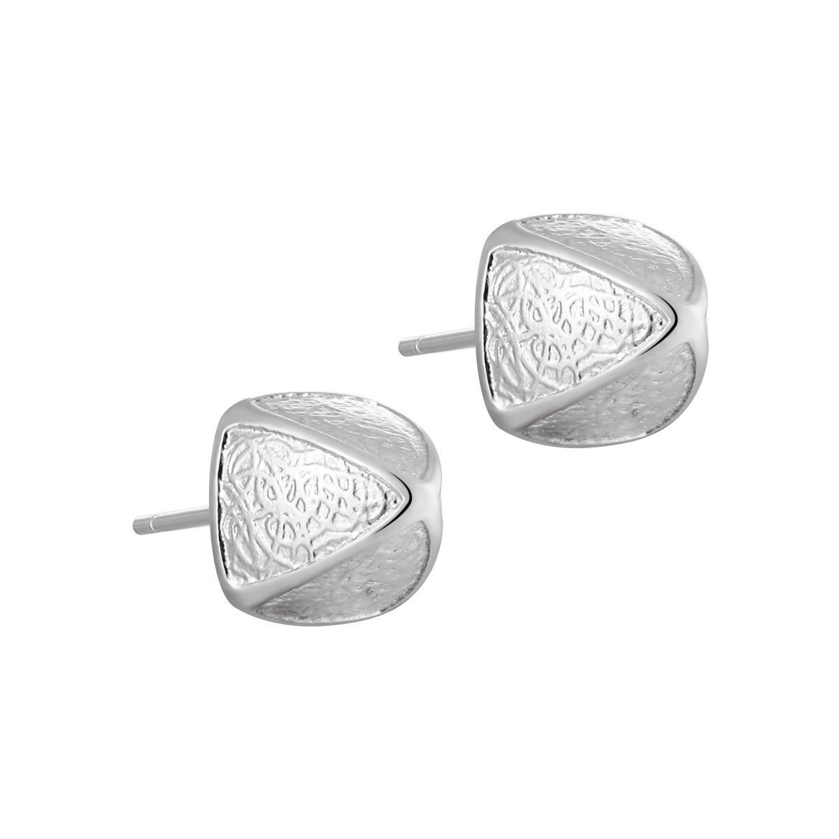 Mindful Irregular Triangular Pyramid 925 Sterling Silver Stud Earrings