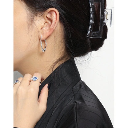 niche design minimalist and versatile irregular texture S925 pure silver earrings for women