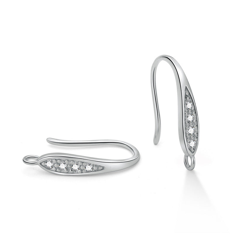 Modern CZ Waterdrop Leaf 925 Sterling Silver DIY Earrings Hooks