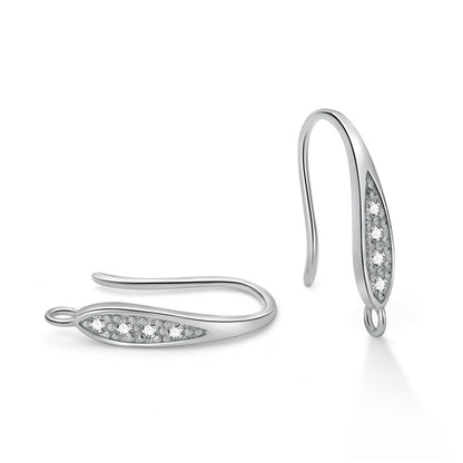 Modern CZ Waterdrop Leaf 925 Sterling Silver DIY Earrings Hooks