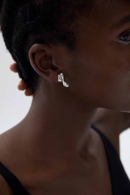 Mindful Electroforming Hollow Irregular Chunky Drop Waters Hypoallergenic S999 Sterling Silver Statement Earrings(Pre-Sale)