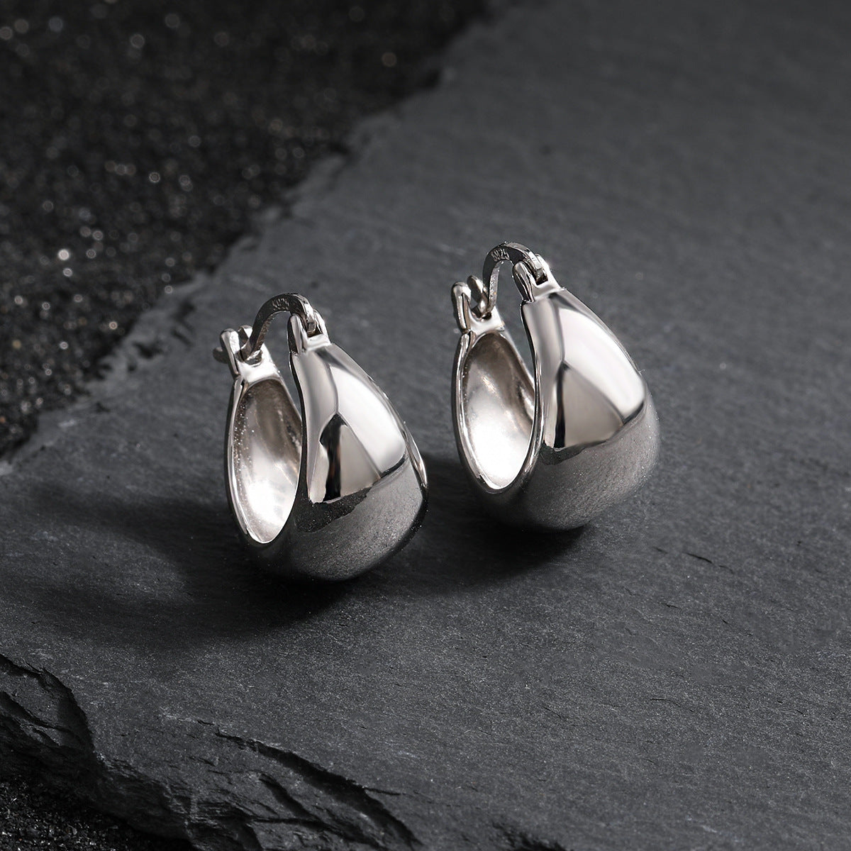 Modern Geometry U Shape Arc 925 Sterling Silver Hoop Earrings