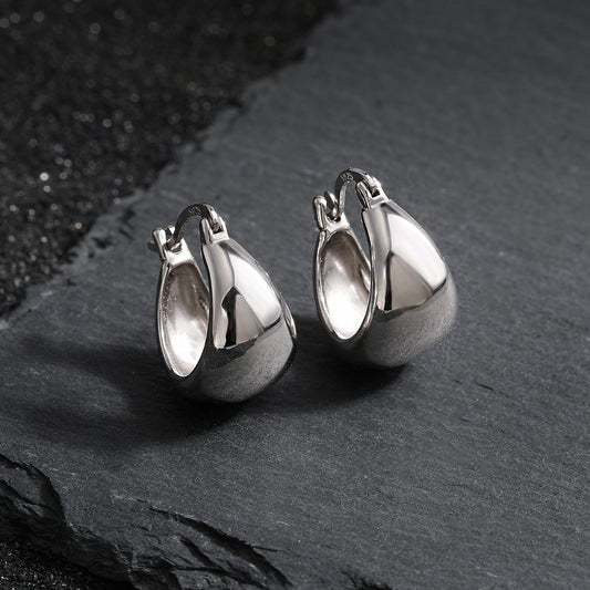 Modern Geometry U Shape Arc 925 Sterling Silver Hoop Earrings