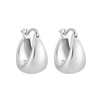 Modern Geometry U Shape Arc 925 Sterling Silver Hoop Earrings