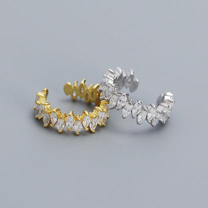 Fashion Oval CZ 925 Sterling Silver Non-Pierced Earring(Single)