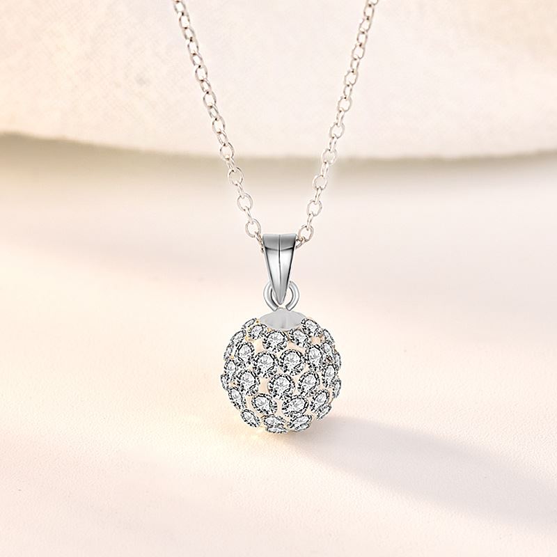 Fashion Round CZ Ball 925 Sterling Silver DIY Pendant
