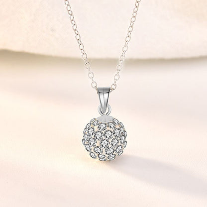 Fashion Round CZ Ball 925 Sterling Silver DIY Pendant