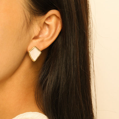 Elegant Irregular Geometry Epoxy 925 Sterling Silver Stud Earrings