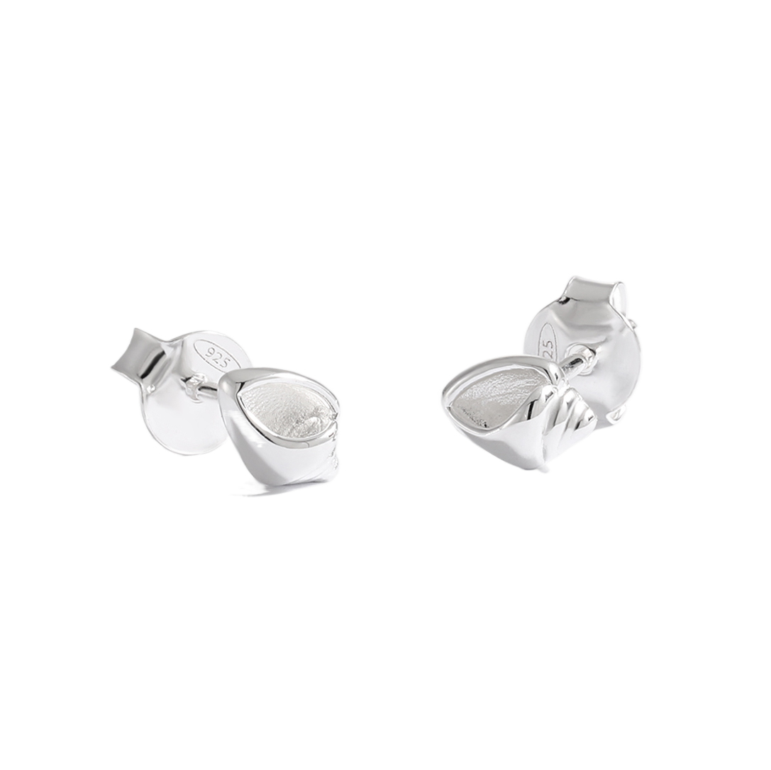 Cute Mini Holiday Gift Conch 925 Sterling Silver Stud Earrings