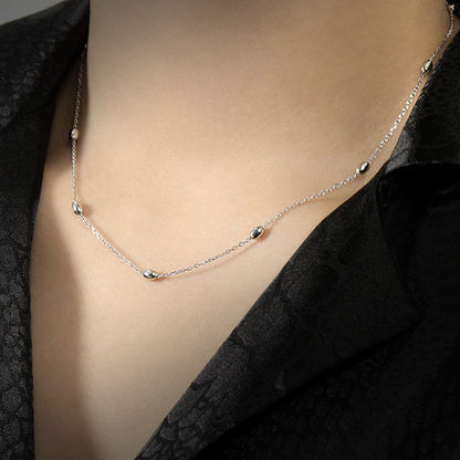 Minimal Geometry Oval Beads 925 Sterling Silver Necklace