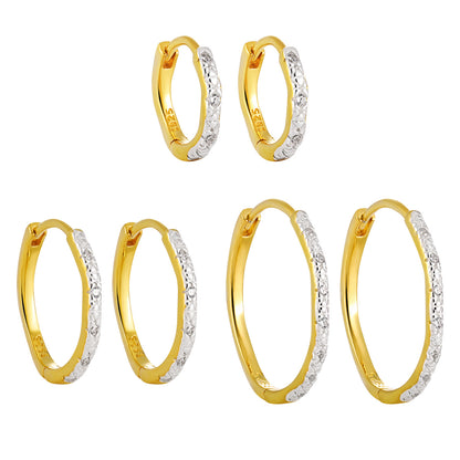 Casual 925 Sterling Silver Gold CZ Geometry Hoop Earrings