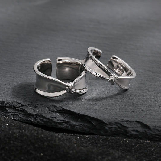 Girl Fashion Bow-knot 925 Sterling Silver Adjustable Ring