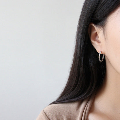 Minimal geometric hollow circular rings S925 pure silver earrings