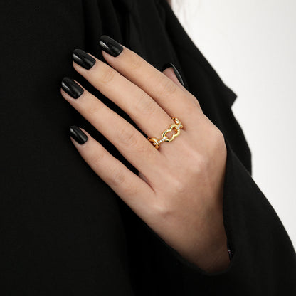Office Hollow CZ 8 Shape 925 Sterling Silver Ring