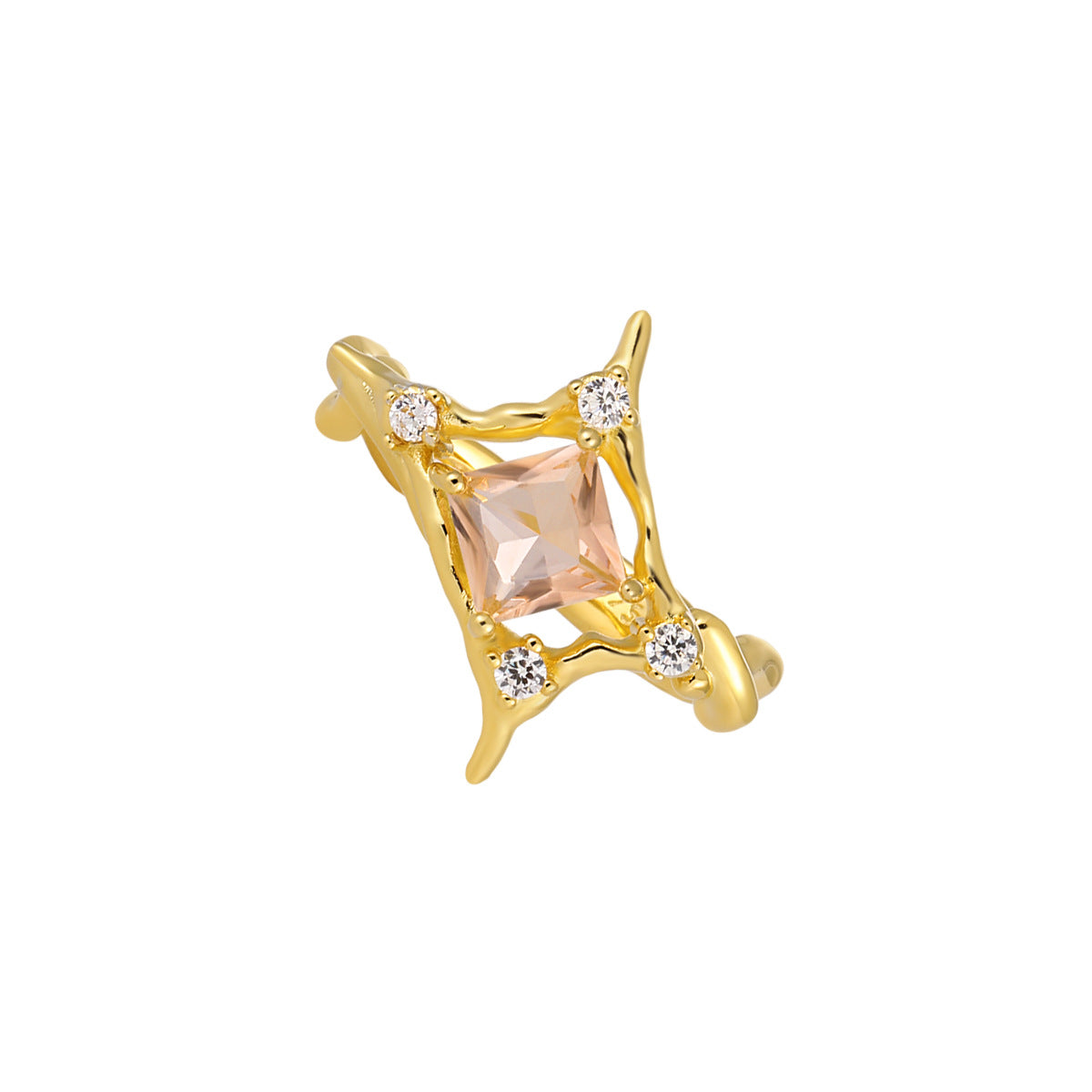 Fashion Shining Radiant CZ Star 925 Sterling Silver Adjustable Ring