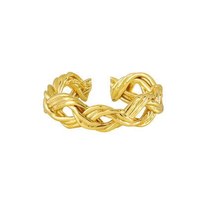 Modern Hollow Twisted 925 Sterling Silver Adjustable Ring