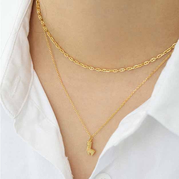 Choker Interlock 925 Sterling Silver Stacking Chain Necklace