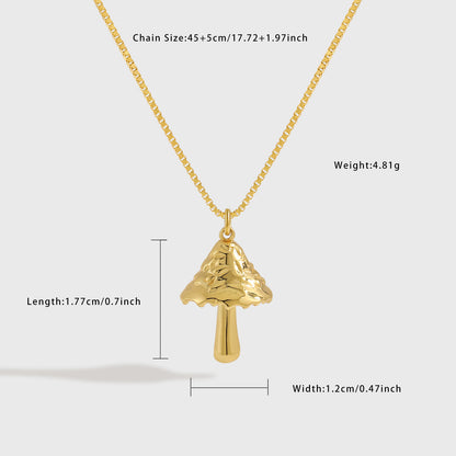 Women Daily Fashion Jewelry Holiday 925 Sterling Silver Holiday Irregular Mushroom Necklace