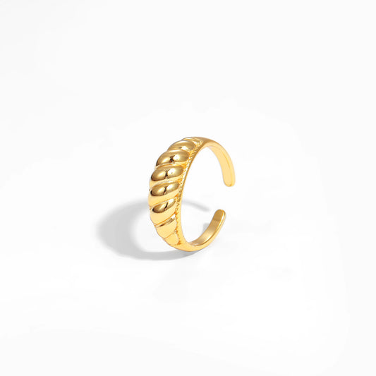 Modern Twisted Croissant Twisted 925 Sterling Silver Adjustable Ring