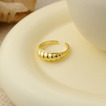 Modern Twisted Croissant Twisted 925 Sterling Silver Adjustable Ring