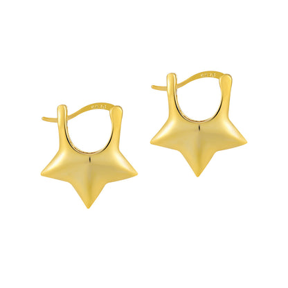 Girl Cute Mini Star 925 Sterling Silver Hoop Earrings