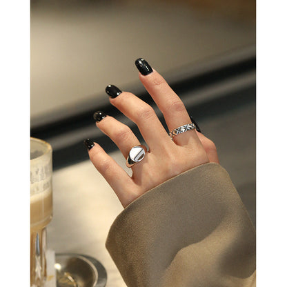 Modern Letter X Pattern 925 Sterling Silver Adjustable Ring