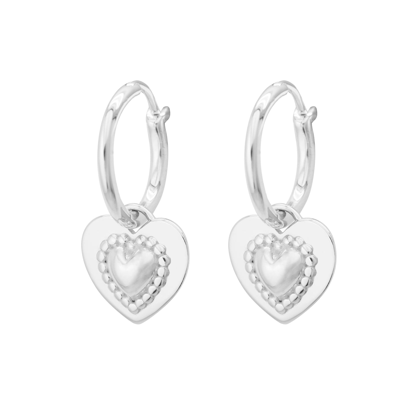 Mindful Two Sides wearing styles Pink CZ Heart Love 925 Sterling Silver Hoop Earrings