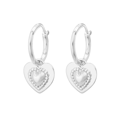 Mindful Two Sides wearing styles Pink CZ Heart Love 925 Sterling Silver Hoop Earrings