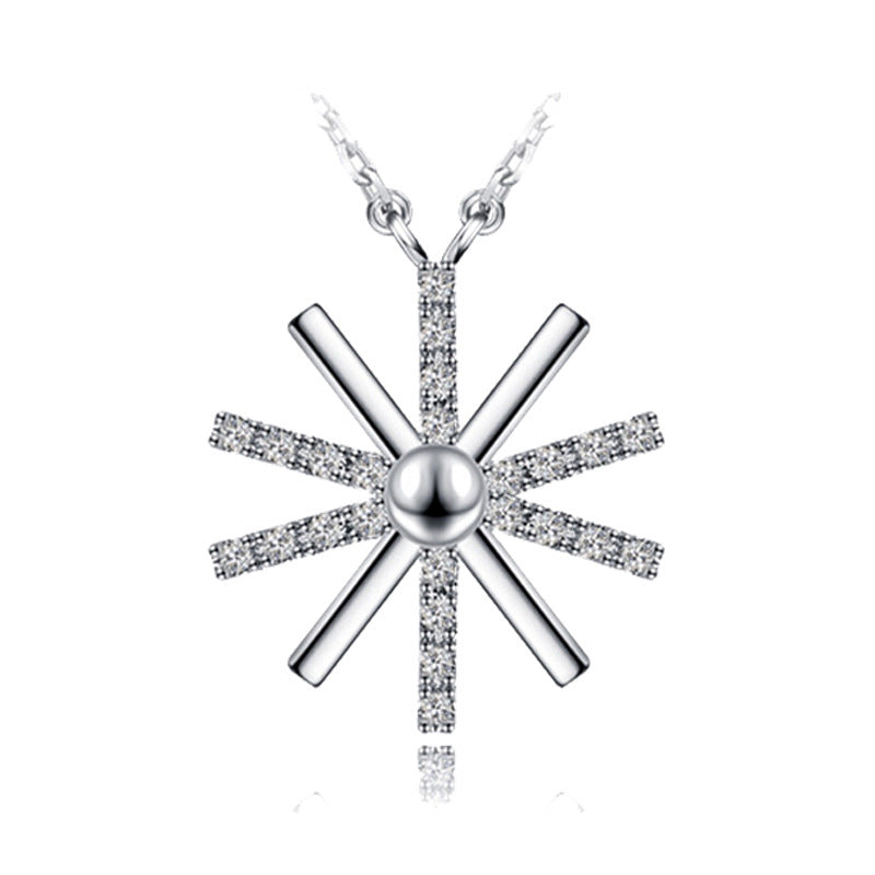 Mindful Sun Flower White/Rose Micro Setting 925 Sterling Silver Lucky Necklace