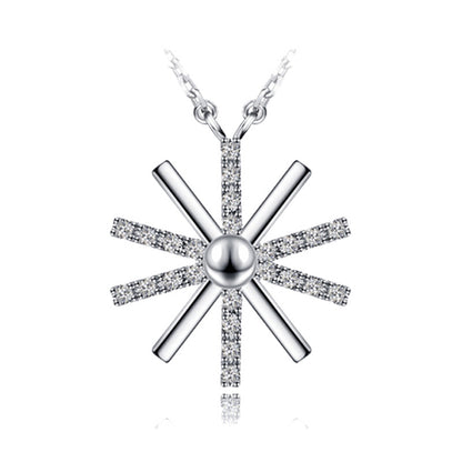 Mindful Sun Flower White/Rose Micro Setting 925 Sterling Silver Lucky Necklace